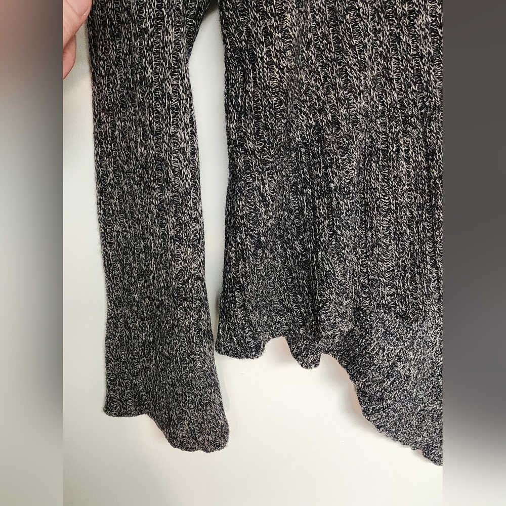 NWT Anthropologie Knitted&Knotted Cascading Ruffle Sweater In Heathered Dark Nav - Picture 13 of 14